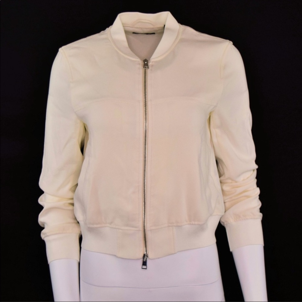 Theory DARYETTE B Ivory Crepe Coat Bomber Jacket